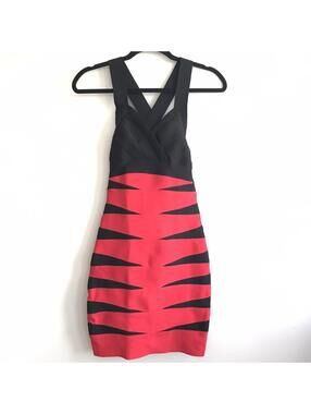 Wow Couture Y2K Bandage Dress Red Black XS